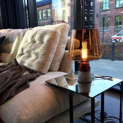 Modern Leimu Table Lamp LED Concrete Base Glass Shade Lighting