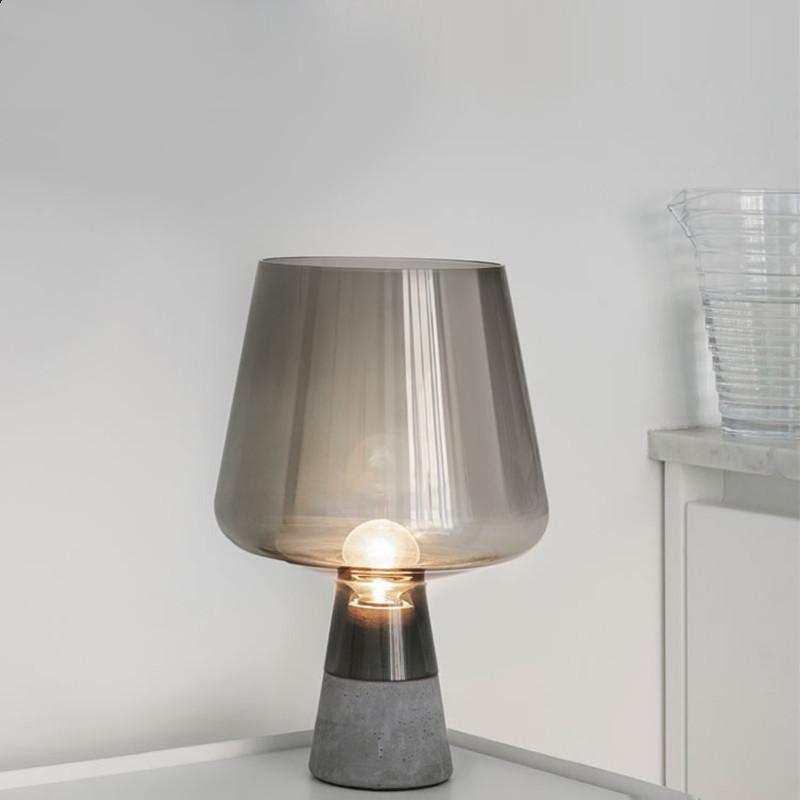 Modern Leimu Table Lamp LED Concrete Base Glass Shade Lighting