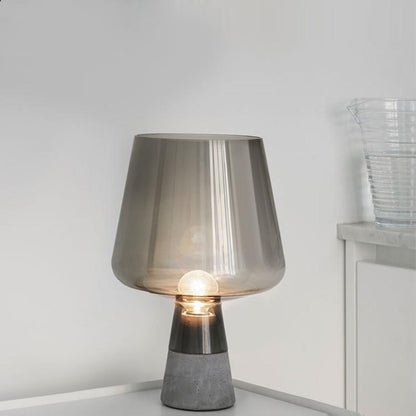 Modern Leimu Table Lamp LED Concrete Base Glass Shade Lighting