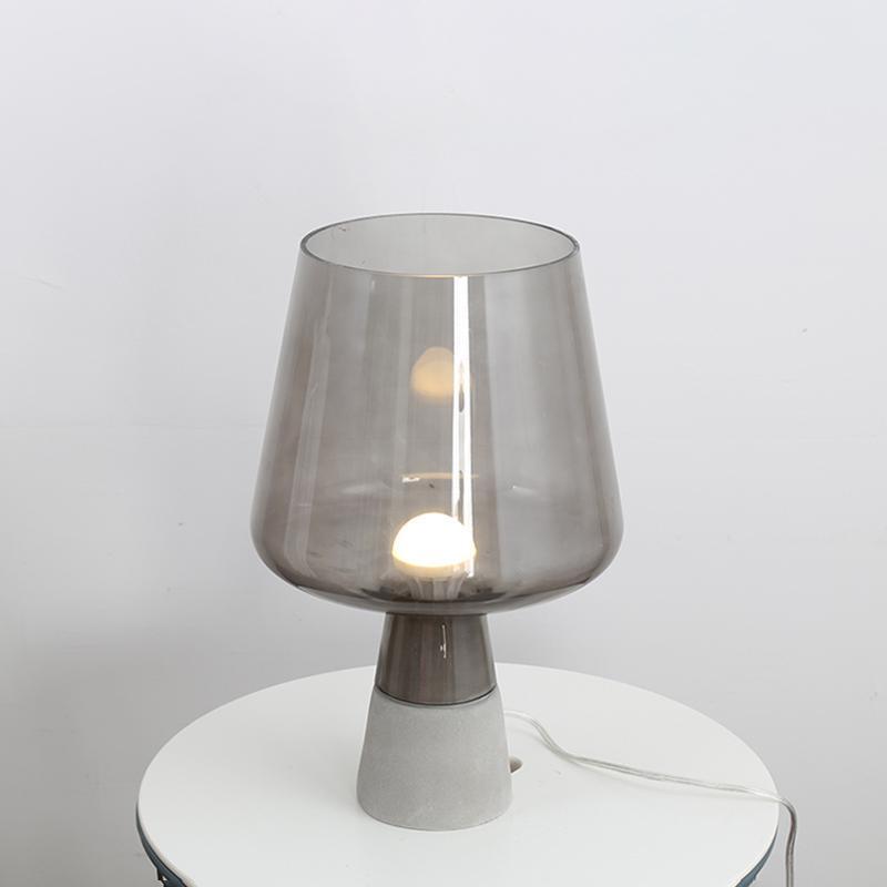 Modern Leimu Table Lamp LED Concrete Base Glass Shade Lighting