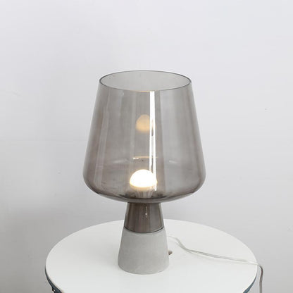 Modern Leimu Table Lamp LED Concrete Base Glass Shade Lighting