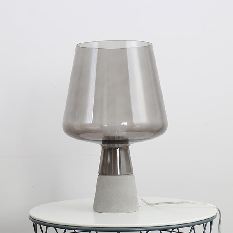 Modern Leimu Table Lamp LED Concrete Base Glass Shade Lighting