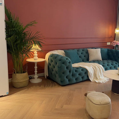 Leo Table Lamp Ribbed Ceramic White Linen LED Indoor Lighting