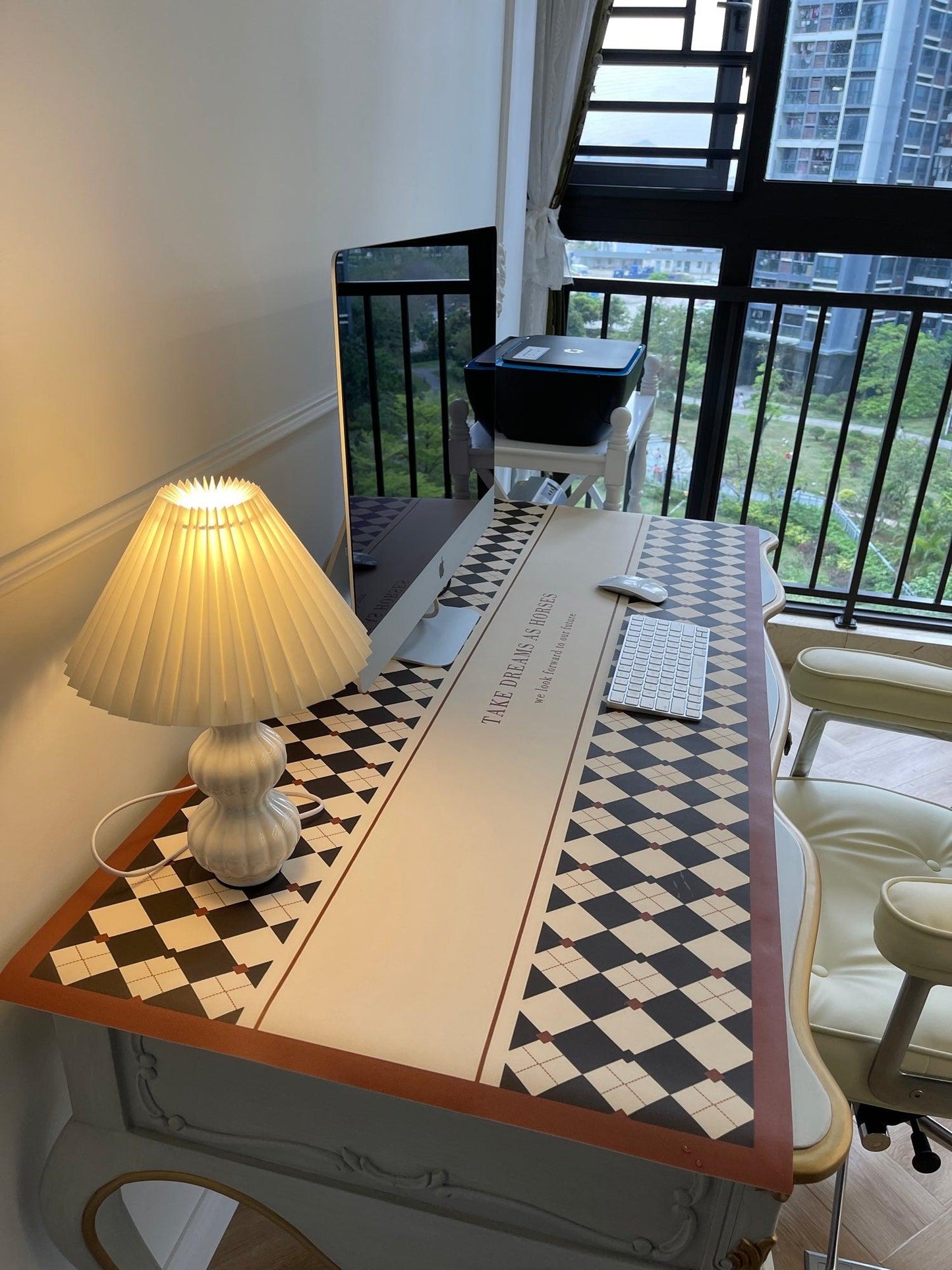 Leo Table Lamp Ribbed Ceramic White Linen LED Indoor Lighting