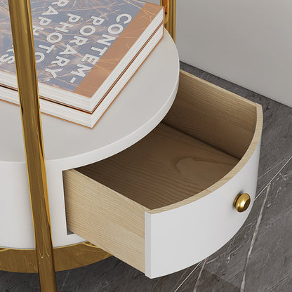 Gold Floor Lamp Table with Storage Shelf