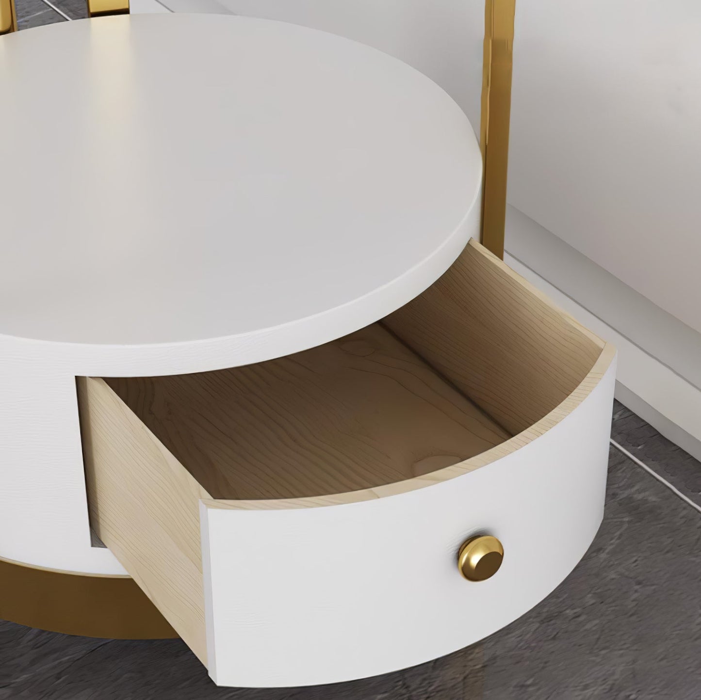 Gold Floor Lamp Table with Storage Shelf