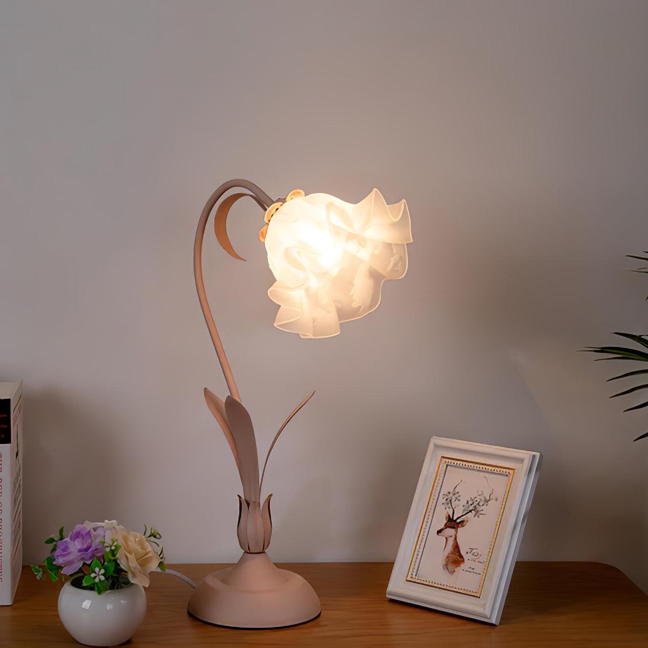 Lily of the Valley Design with Gold Accents & Warm Ambient Glow Lamp
