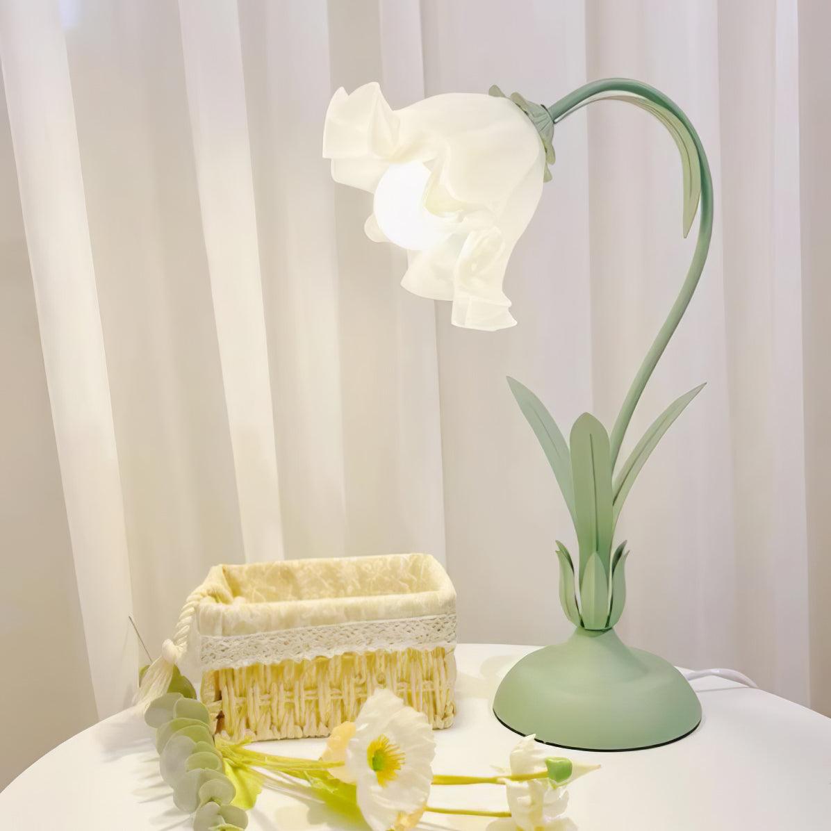 Lily of the Valley Design with Gold Accents & Warm Ambient Glow Lamp