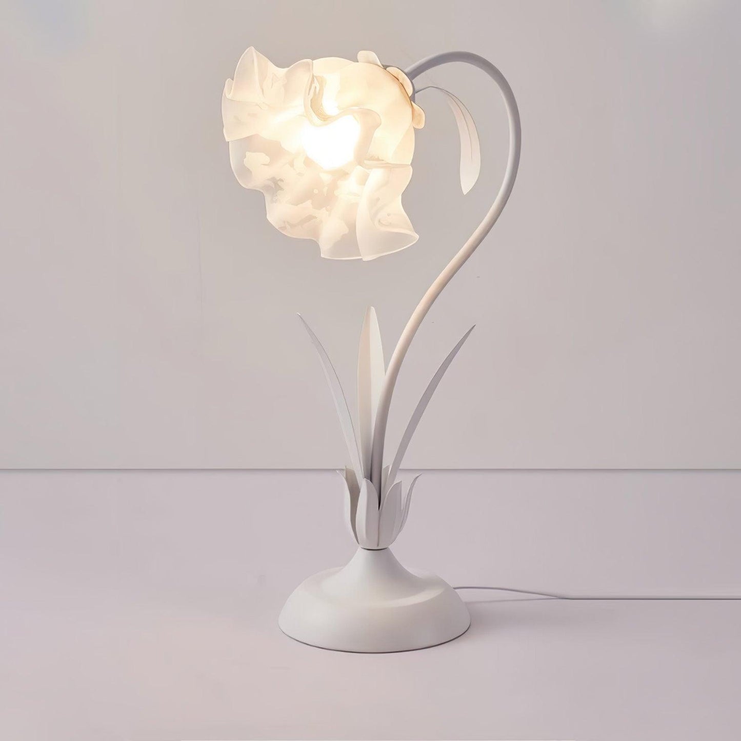 Lily of the Valley Design with Gold Accents & Warm Ambient Glow Lamp