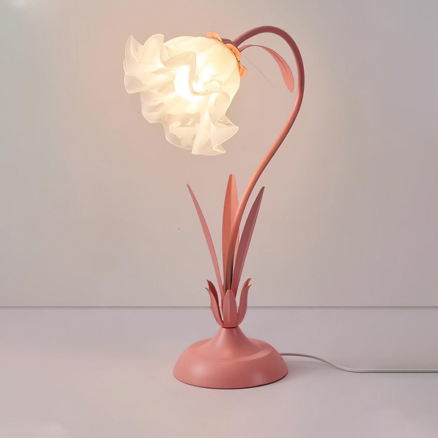 Lily of the Valley Design with Gold Accents & Warm Ambient Glow Lamp
