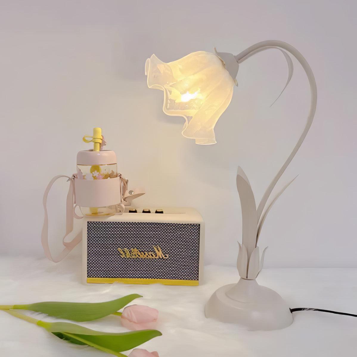 Lily of the Valley Design with Gold Accents & Warm Ambient Glow Lamp