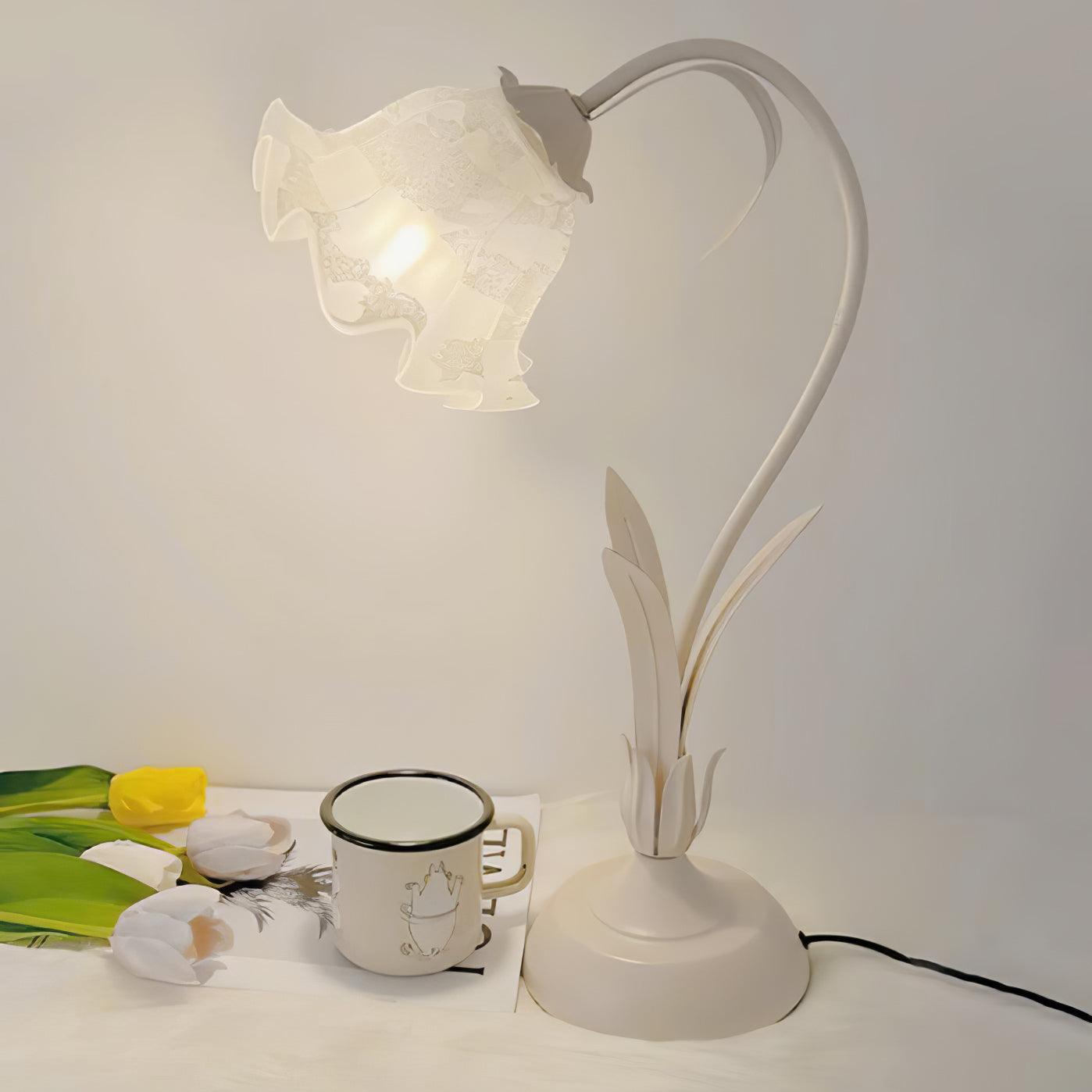 Lily of the Valley Design with Gold Accents & Warm Ambient Glow Lamp