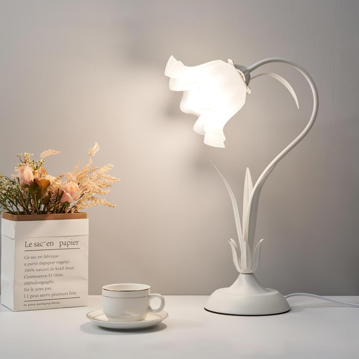 Lily of the Valley Design with Gold Accents & Warm Ambient Glow Lamp