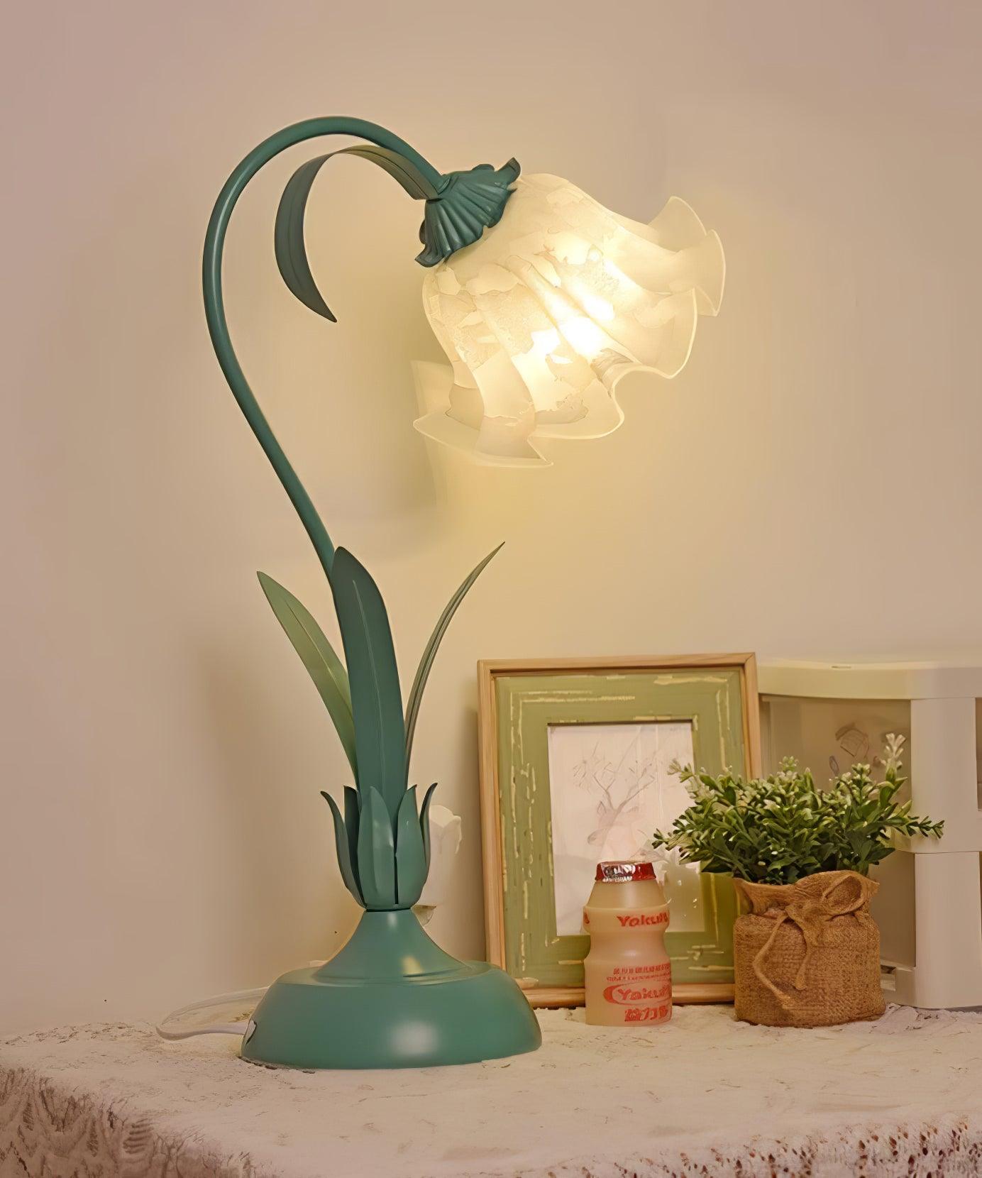Lily of the Valley Design with Gold Accents & Warm Ambient Glow Lamp