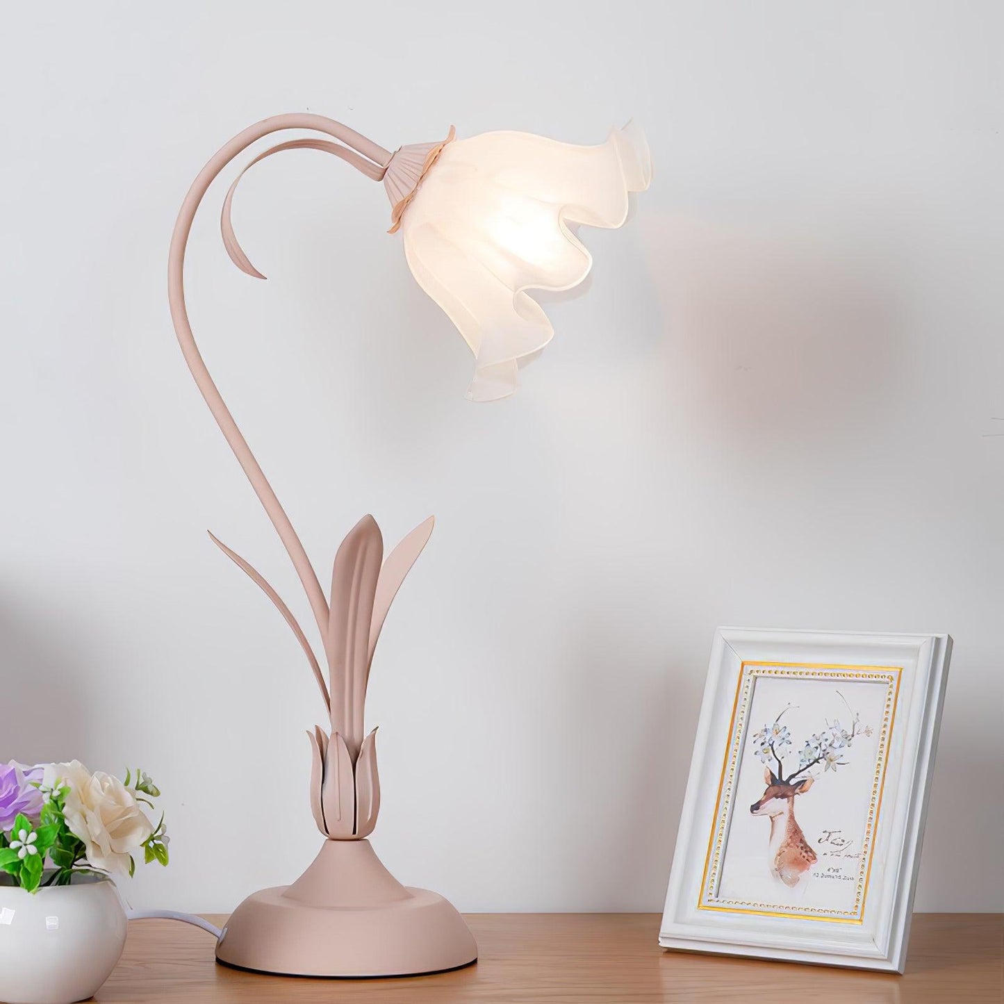 Lily of the Valley Design with Gold Accents & Warm Ambient Glow Lamp