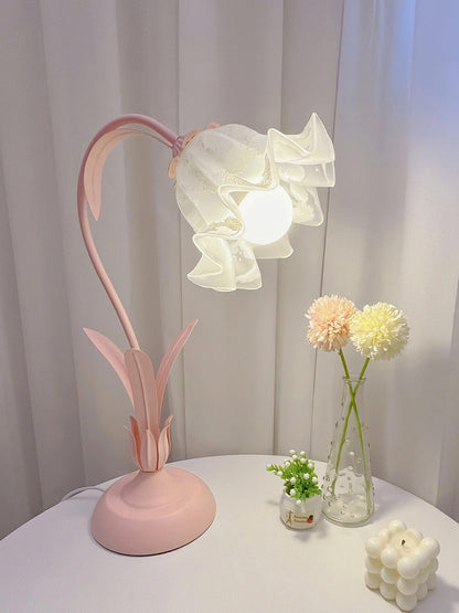 Lily of the Valley Design with Gold Accents & Warm Ambient Glow Lamp