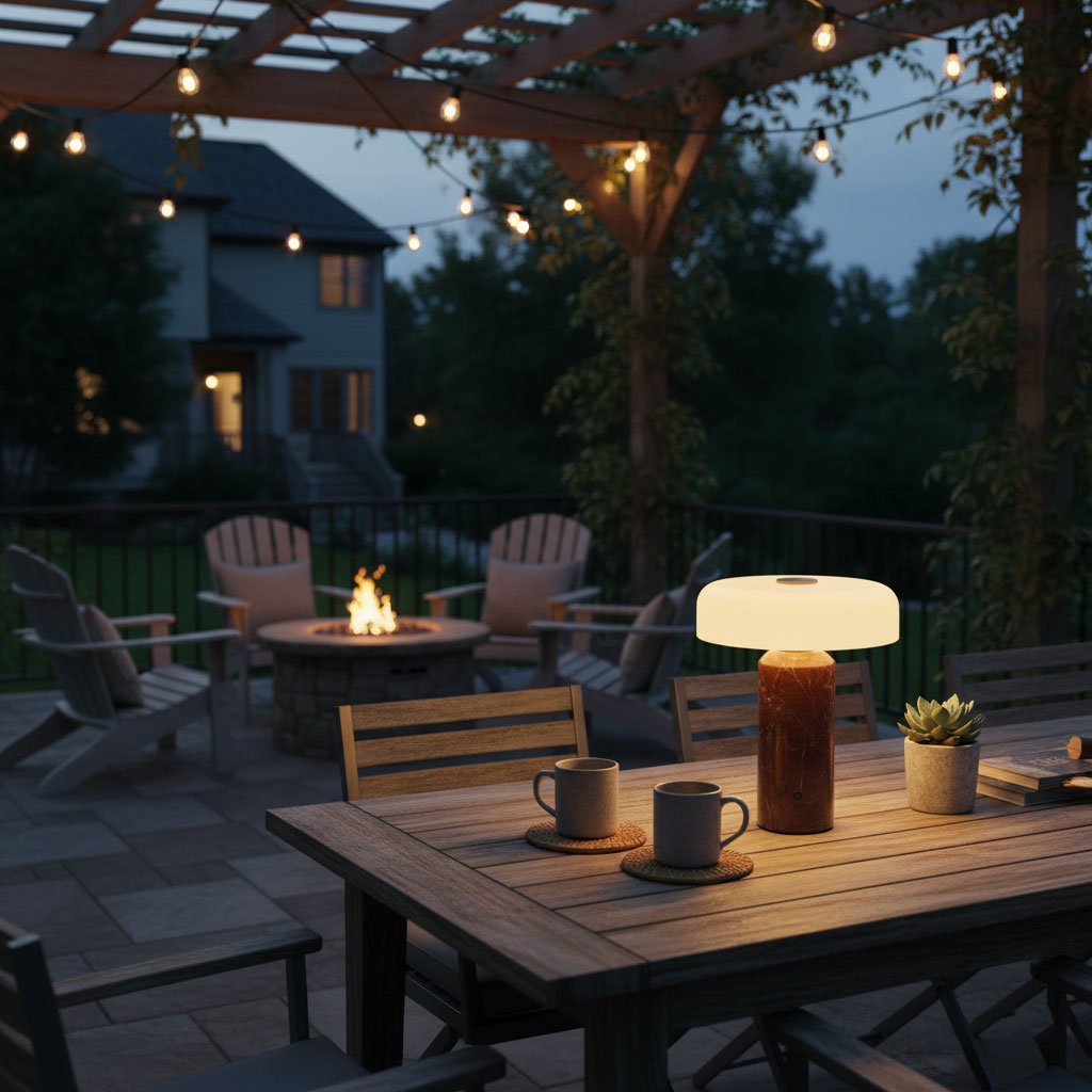 Lunara Marble Table Lamp Opaline Glass LED Bedside Reading Lamp