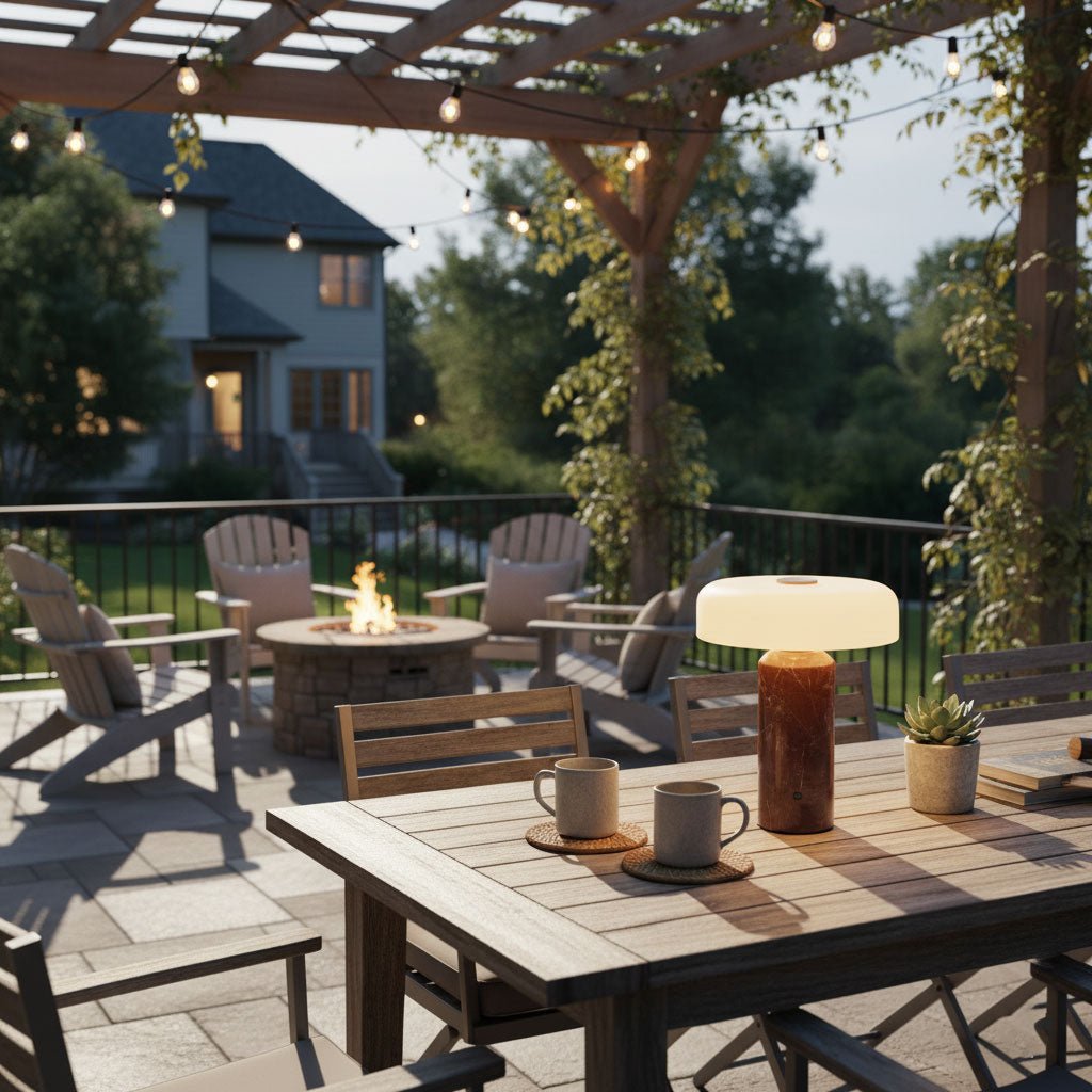 Lunara Marble Table Lamp Opaline Glass LED Bedside Reading Lamp