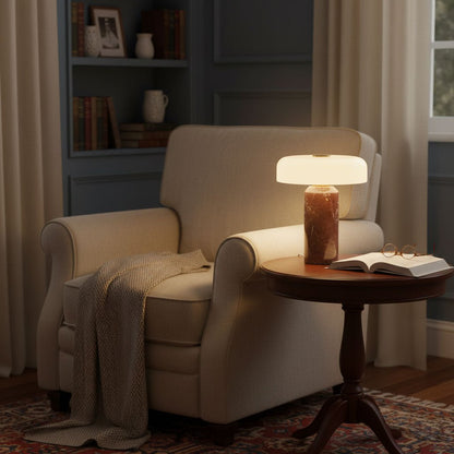 Lunara Marble Table Lamp Opaline Glass LED Bedside Reading Lamp