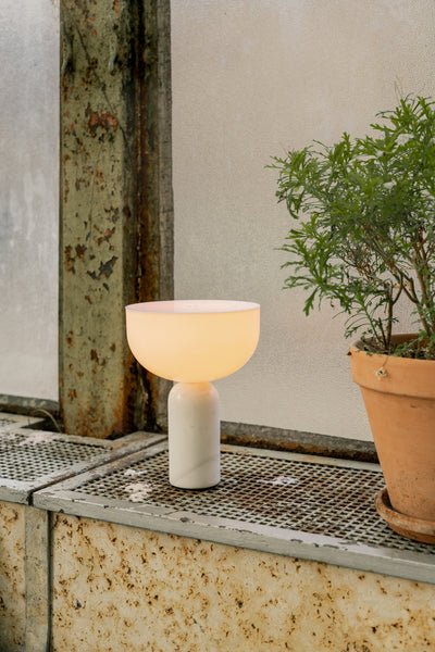 Lunara Marble Table Lamp Opaline Glass LED Bedside Reading Lamp