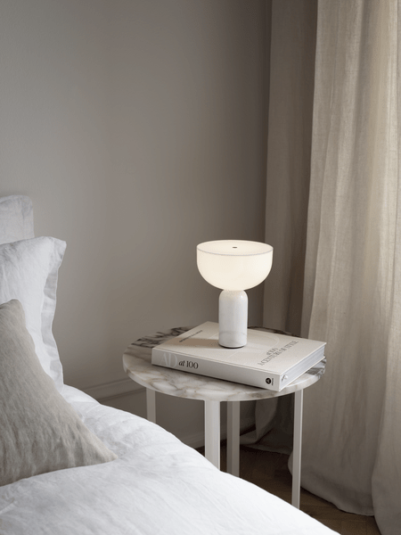 Lunara Marble Table Lamp Opaline Glass LED Bedside Reading Lamp