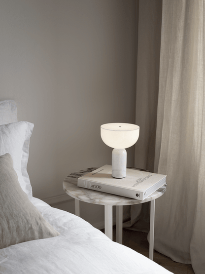 Lunara Marble Table Lamp Opaline Glass LED Bedside Reading Lamp