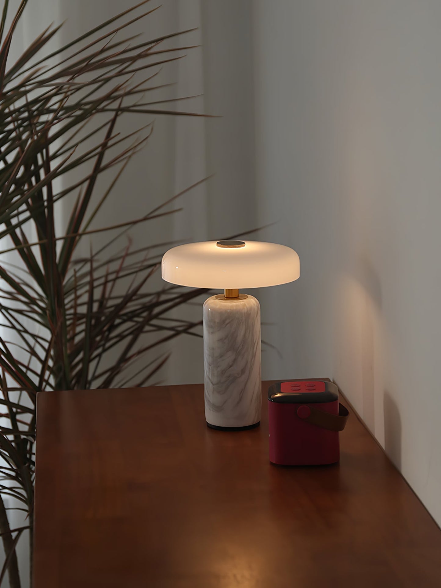 Lunara Marble Table Lamp Opaline Glass LED Bedside Reading Lamp