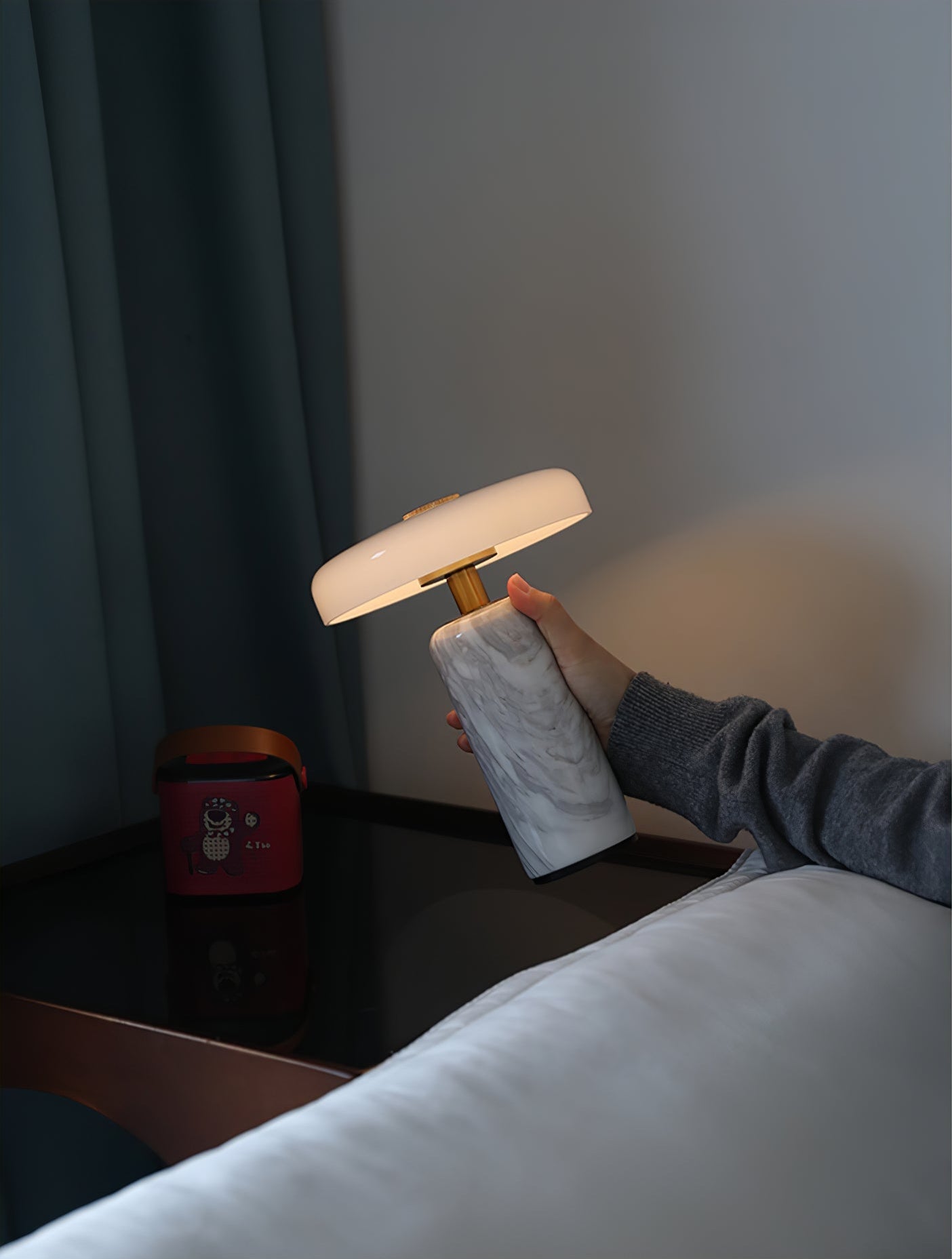 Lunara Marble Table Lamp Opaline Glass LED Bedside Reading Lamp