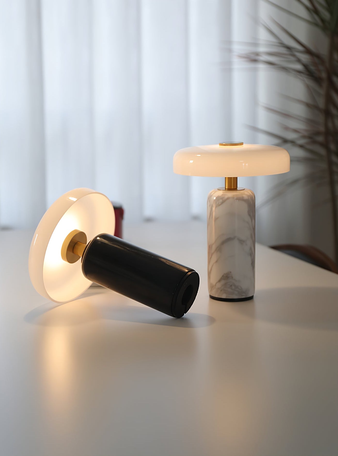 Lunara Marble Table Lamp Opaline Glass LED Bedside Reading Lamp