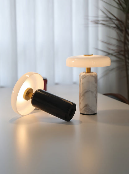 Lunara Marble Table Lamp Opaline Glass LED Bedside Reading Lamp