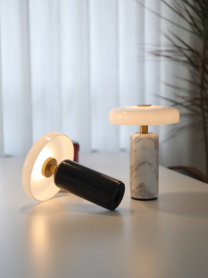 Lunara Marble Table Lamp Opaline Glass LED Bedside Reading Lamp