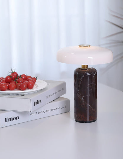 Lunara Marble Table Lamp Opaline Glass LED Bedside Reading Lamp