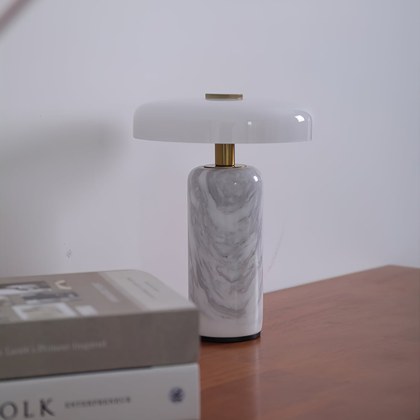 Lunara Marble Table Lamp Opaline Glass LED Bedside Reading Lamp