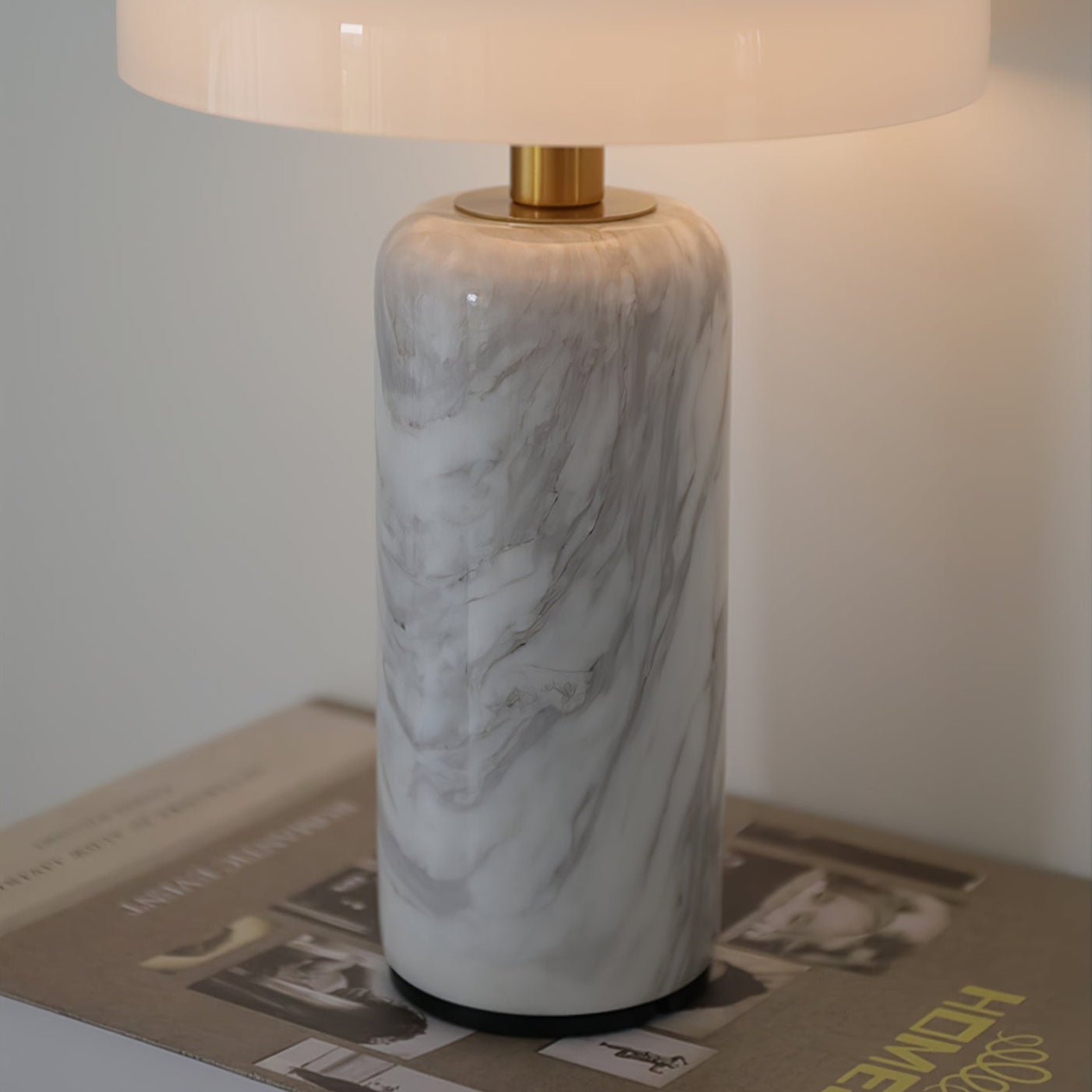 Lunara Marble Table Lamp Opaline Glass LED Bedside Reading Lamp