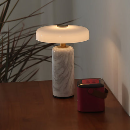 Lunara Marble Table Lamp Opaline Glass LED Bedside Reading Lamp