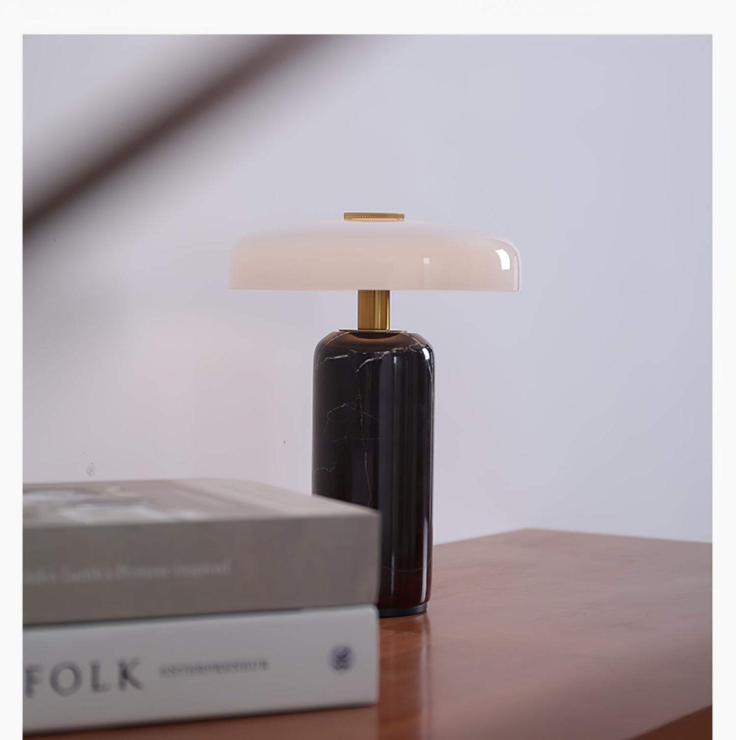 Lunara Marble Table Lamp Opaline Glass LED Bedside Reading Lamp