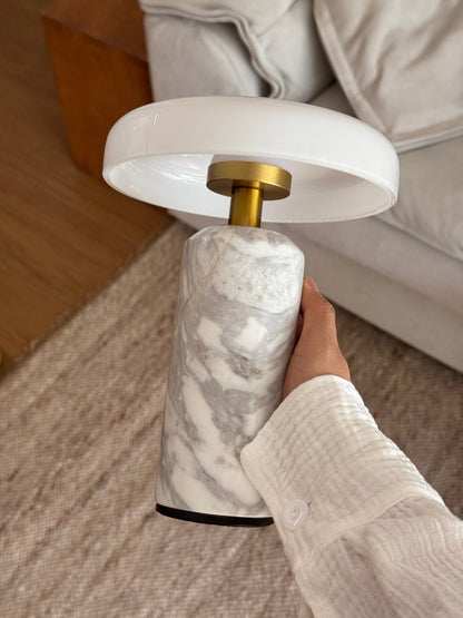 Lunara Marble Table Lamp Opaline Glass LED Bedside Reading Lamp