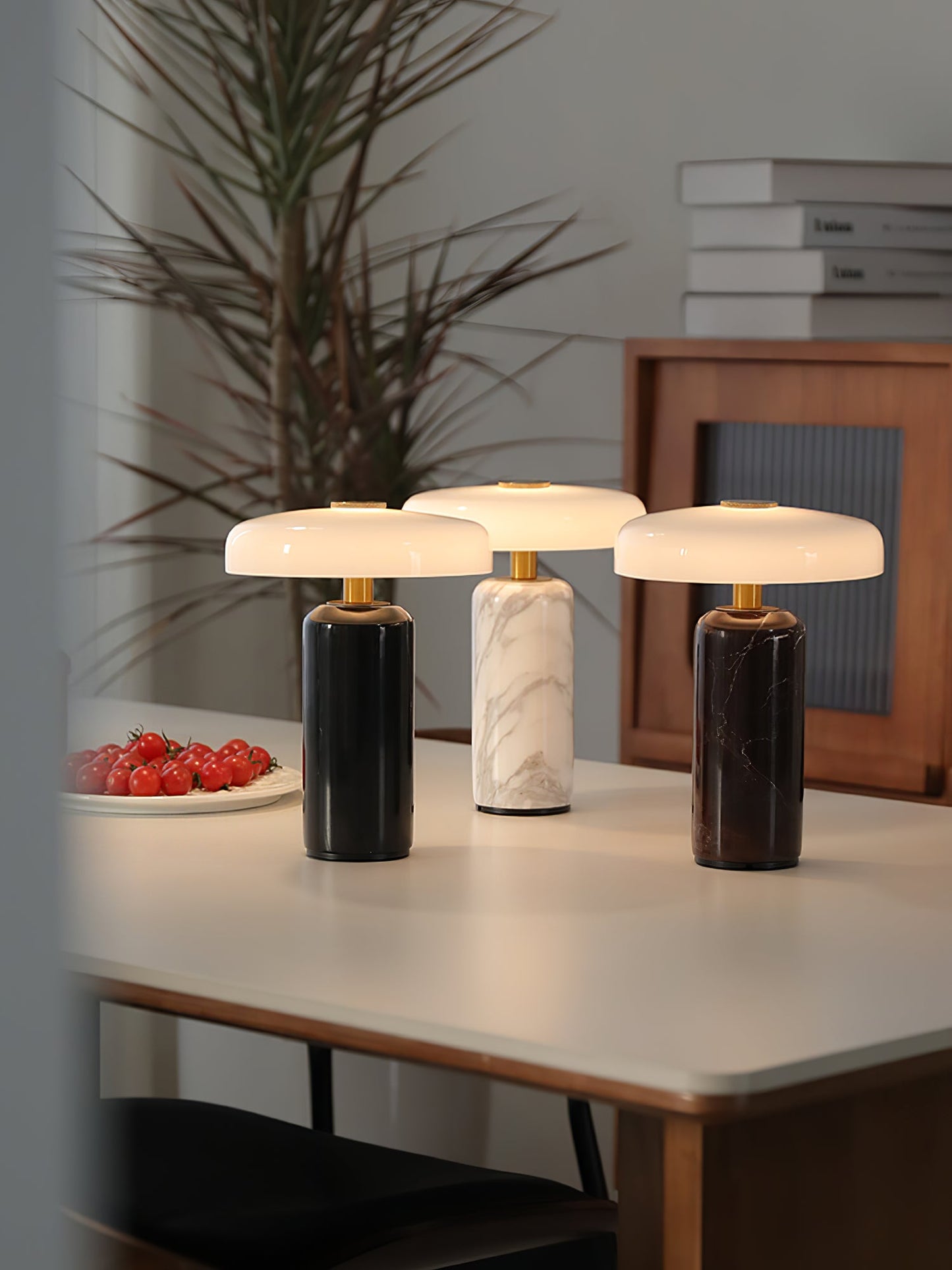 Lunara Marble Table Lamp Opaline Glass LED Bedside Reading Lamp