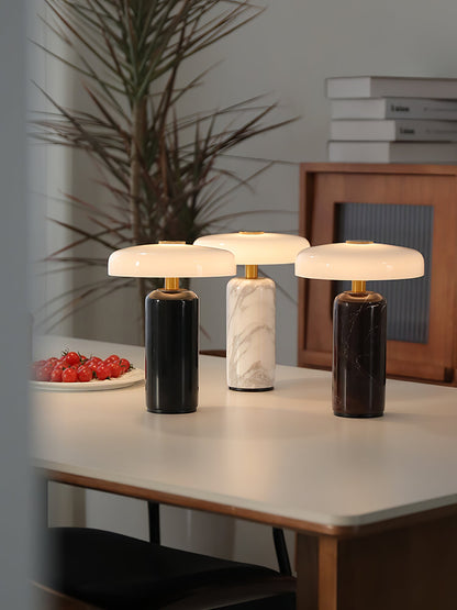 Lunara Marble Table Lamp Opaline Glass LED Bedside Reading Lamp