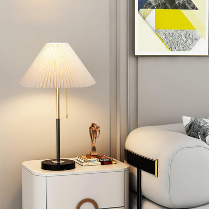 Matin Marble Table Lamp – Waxed Fabric Shade with LED Warm Light