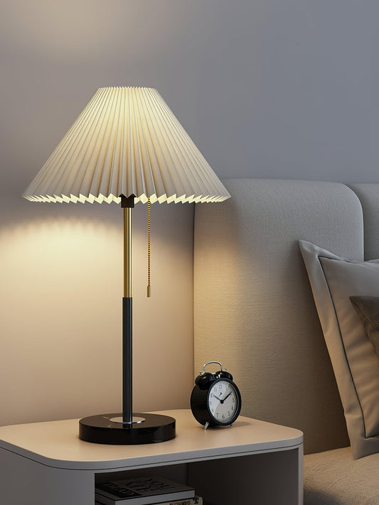 Matin Marble Table Lamp – Waxed Fabric Shade with LED Warm Light