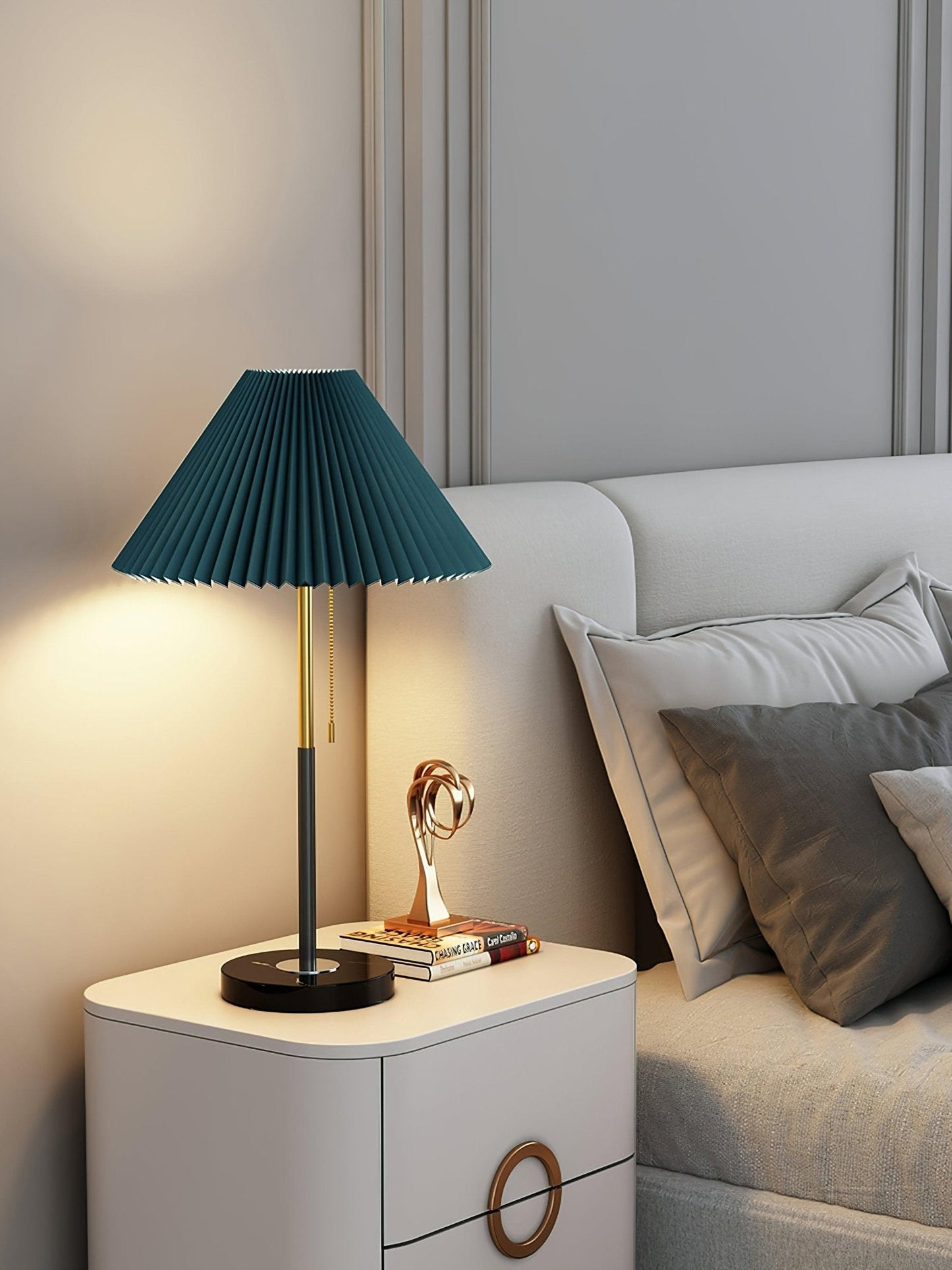 Matin Marble Table Lamp – Waxed Fabric Shade with LED Warm Light