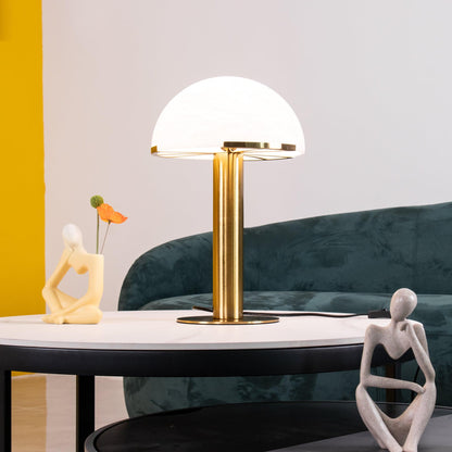 Luxury Alabaster Table Lamp – Natural Stone Lamp with Bronze Frame