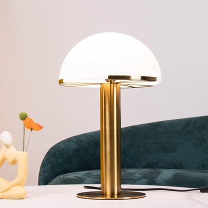 Luxury Alabaster Table Lamp – Natural Stone Lamp with Bronze Frame