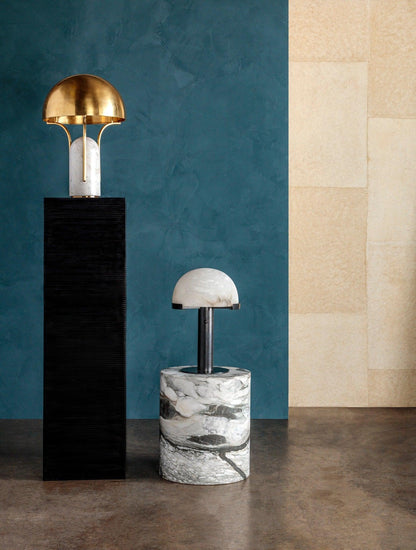 Luxury Alabaster Table Lamp – Natural Stone Lamp with Bronze Frame