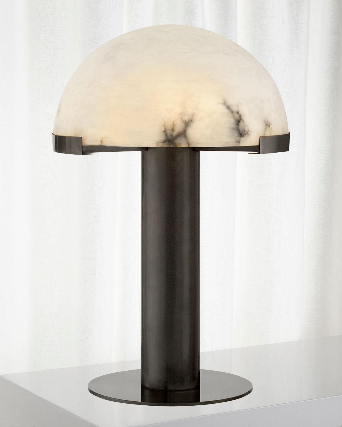 Luxury Alabaster Table Lamp – Natural Stone Lamp with Bronze Frame