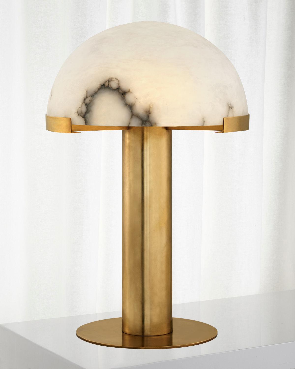 Luxury Alabaster Table Lamp – Natural Stone Lamp with Bronze Frame