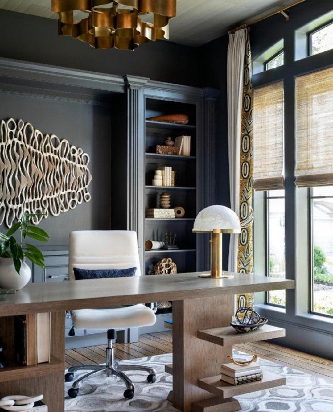 Luxury Alabaster Table Lamp – Natural Stone Lamp with Bronze Frame