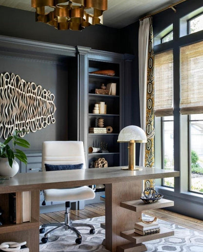 Luxury Alabaster Table Lamp – Natural Stone Lamp with Bronze Frame