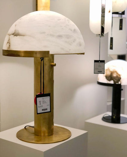 Luxury Alabaster Table Lamp – Natural Stone Lamp with Bronze Frame